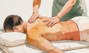 Mani esperte praticano lo shiatsu su una schiena, un tocco che rigenera e fa sentire che lo shiatsu guarisce.