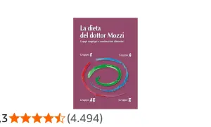 Copertina libro "La dieta del dottor Mozzi": gruppi sanguigni e combinazioni alimentari, con focus sul Gruppo A e dieta antinfiammatoria.