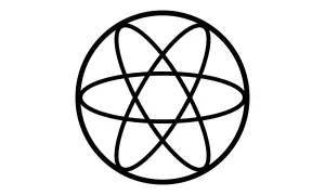 Simbolo astratto con linee nere su sfondo bianco. Il colore bianco, significato di purezza e inizio, fa da cornice a questo disegno geometrico.