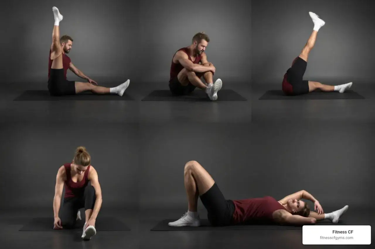 Esercizi per recuperare dopo l'allenamento e smaltire acido lattico. Stretching e mobilit&agrave; per gambe e addome.